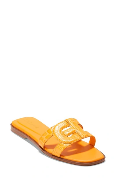 Cole Haan Chrisee Slide Sandal In Saffron Yellow Croc Print