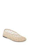 Khaite Marcy Crystal-embellished Mesh Ballet Flats In Cream