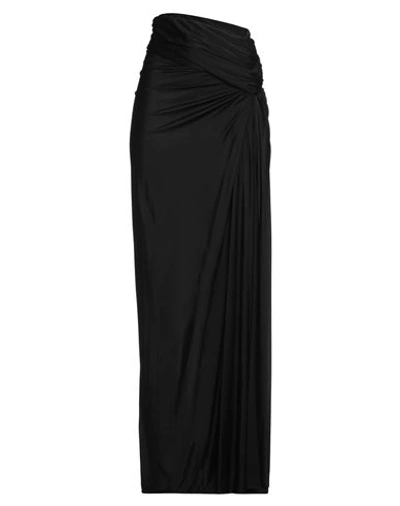 Saint Laurent 平纹针织褶饰超长半身裙 In Noir
