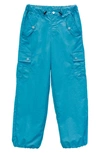 Tractr Kids' Parachute Cargo Pants In Turquoise