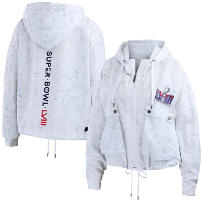 Wear By Erin Andrews White Super Bowl Lviii Hoodie Full-zip Windbreaker Jacket