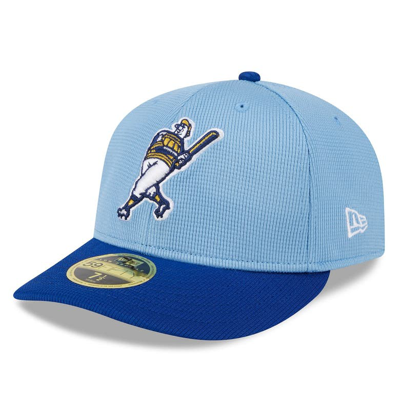 New Era Light Blue Milwaukee Brewers 2024 Batting Practice Low Profile 59fifty Fitted Hat