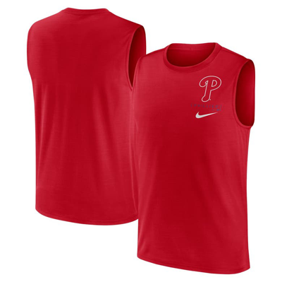 Nike Men's  Red Philadelphia Phillies Large Logo Muscle Tank Top