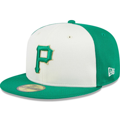 New Era Men's White/green Pittsburgh Pirates 2024 St. Patrick's Day 59fifty Fitted Hat In White,green