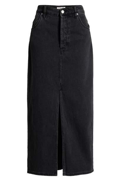 Rolla's Chicago Denim Maxi Skirt In Washed Black