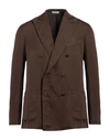 Boglioli Man Blazer Brown Size 40 Cotton, Linen