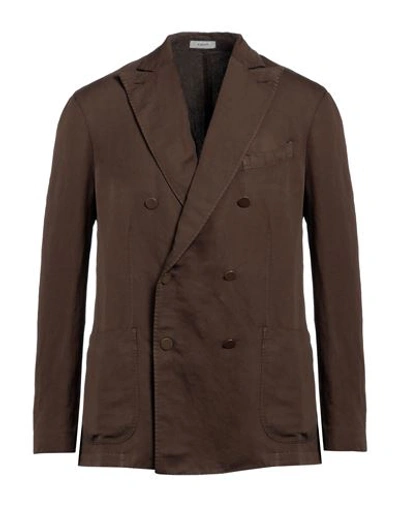 Boglioli Man Blazer Brown Size 40 Cotton, Linen In Brown