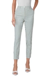 Akris Punto Freda Stripe Stretch Seersucker Tapered Ankle Pants In Cream-leaf Green
