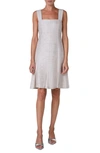 AKRIS PUNTO SQUARE NECK SILK TWEED DRESS