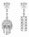 PHILIPP PLEIN PHILIPP PLEIN SLIDING $KULL CRYSTAL DANGLE EARRINGS WOMAN EARRINGS SILVER SIZE - STAINLESS STEEL