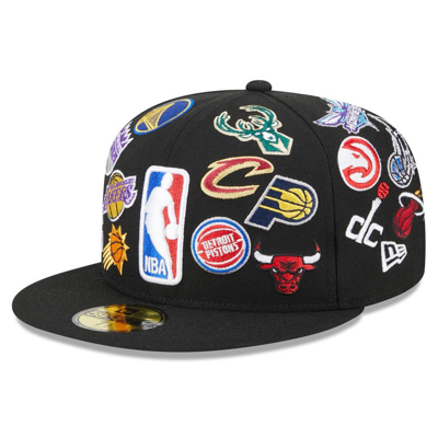 New Era Black 2024 Nba All-star Game Allover Logos 59fifty Fitted Hat