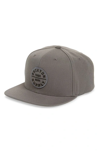 Brixton Oath Iii Snapback Twill Baseball Cap In Charcoal/ Charcoal