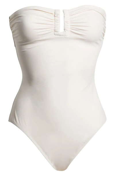 Ulla Johnson Monterey Strapless One-piece Swimsuit In Cowrie