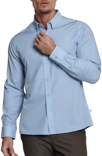 7 Diamonds Gatler Neat Performance Button-up Shirt In Dusty Blue