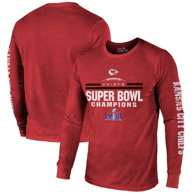 Majestic Threads Red Kansas City Chiefs Super Bowl Lviii Champions Tri-blend Long Sleeve Hit T-shirt