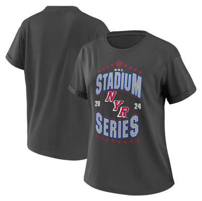 Wear By Erin Andrews Women's  Charcoal New York Rangers 2024 Nhl Stadium Series Boyfriend T-shirt