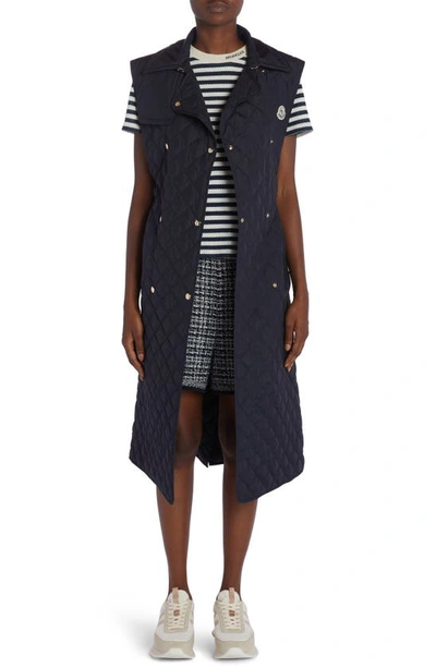Moncler Quilted Down Vest In Dark Navy Blue
