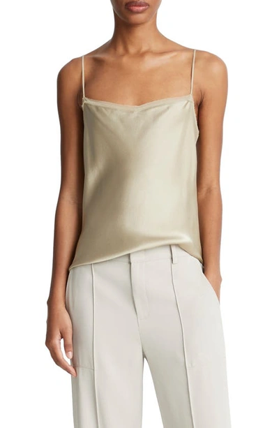 Vince Layered Chiffon-trim Silk Cami In Sepia