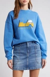 Frame Womens Washed Bright Blue Vintage Graphic-print Cotton-blend Sweatshirt In Washed Bright Blue