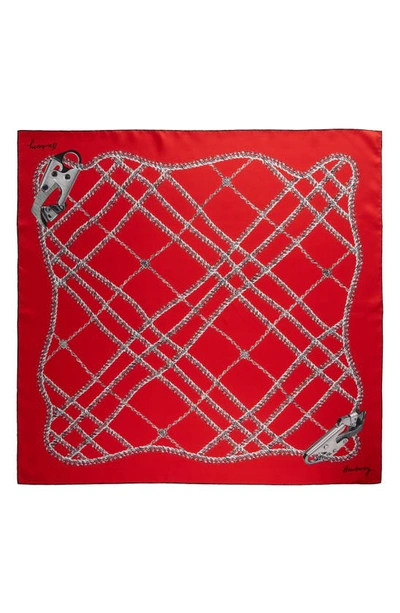 Burberry Chain Check-print Silk Scarf In Red