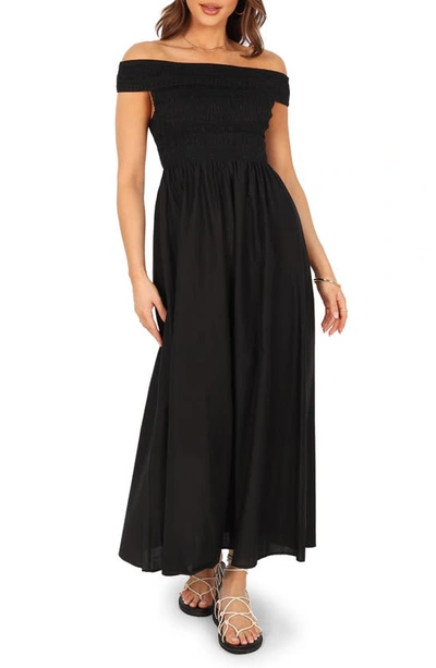 Petal And Pup Tessa Off Shoulder Maxi Dress In Black