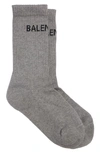 Balenciaga Logo Crew Socks In Graphite/ Black