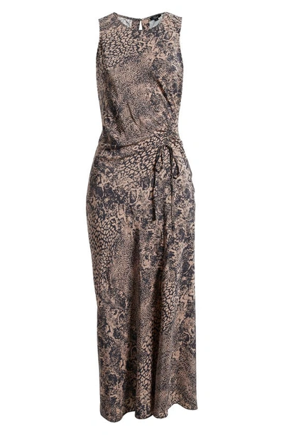 Rails Gabriella Animal Print Ruched Midi Dress In Taupe Mixed Animal