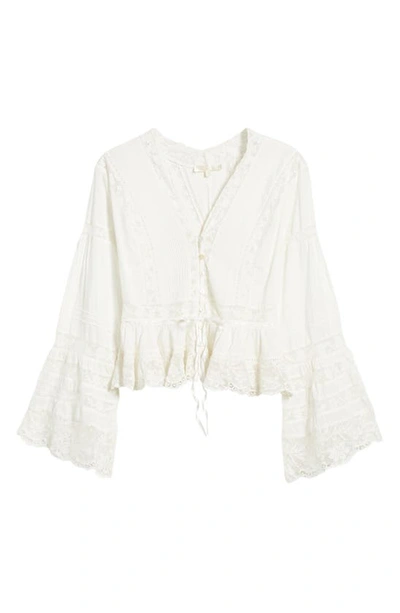 Loveshackfancy Mindy Lace Ruffle Top In Bright White