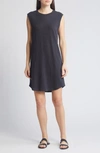 Faherty Sunwash Muscle Slub Organic Cotton Minidress In Washed Black