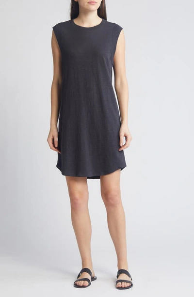 Faherty Sunwash Muscle Slub Organic Cotton Minidress In Washed Black