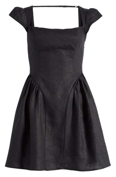 Reformation Oaklyn Linen Dress In Black