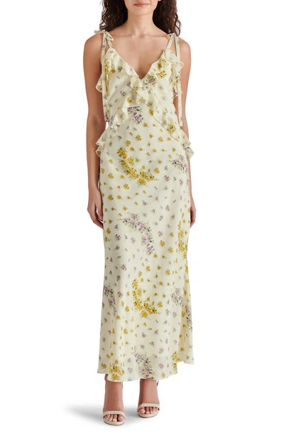 Steve Madden Adalina Floral Ruffle Maxi Dress In Ivory Multi