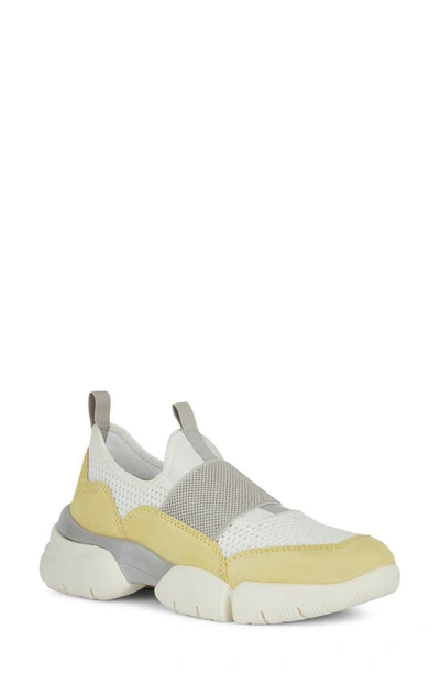 Geox Adacter Water Resistant Slip-on Trainer In White/ Yellow