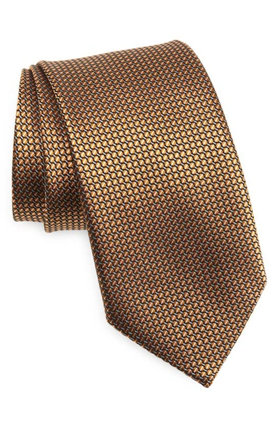 Zegna Ties Paglie Geometric Silk Jacquard Tie In Orange