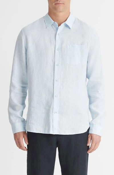 Vince Linen Button-up Shirt In Glacier