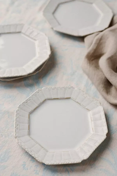 Anthropologie Mimbi Side Plates, Set Of 4 In White