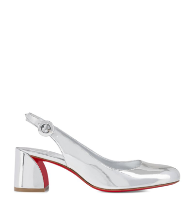 Christian Louboutin So Jane Metallic Red Sole Slingback Pumps In Silver