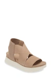 Eileen Fisher Chant Sporty Leather Wedge Sandals In Stone
