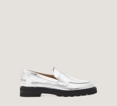 Stuart Weitzman Parker Lift Loafer The Sw Outlet In Silver