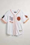 Urban Outfitters Lincoln University Uo Exclusive Mesh Button-down Jersey Top In White At  In White