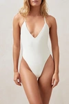 Alohas High Cut One-piece Swimsuit In White, Women's At Urban Outfitters