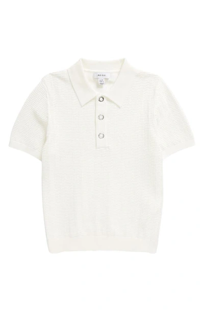 Reiss Kids' Pascoe - White Junior Textured Modal Blend Polo Shirt, Age 6-7 Years