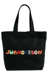 JW ANDERSON LOGO EMBROIDERED CANVAS TOTE