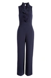 Eliza J Ruffle Neck Jumpsuit In Navy