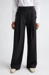 ELEVENTY PLEATED VIRGIN WOOL BLEND WIDE LEG TROUSERS