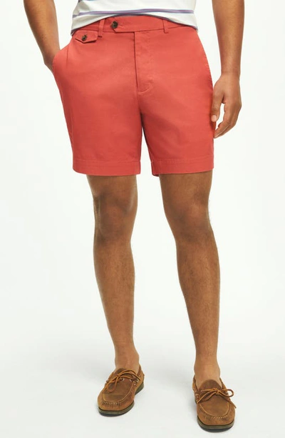 Brooks Brothers 7" Canvas Poplin Shorts In Supima Cotton In Red
