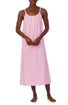 Lauren Ralph Lauren Sleeveless Cotton Nightgown In Pink Stripe