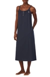 Ralph Lauren Sleeveless Cotton Nightgown In Navy Dot