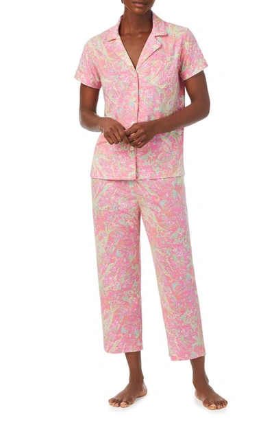 Lauren Ralph Lauren Cotton Blend Pyjamas In Pink Paisley