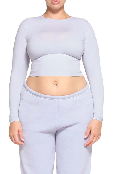 Skims New Vintage Crop Long Sleeve T-shirt In Periwinkle